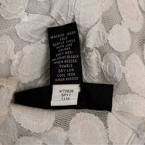 INC International Concepts White Floral Lace Overlay Short Sleeve Top - Picture 6 of 6